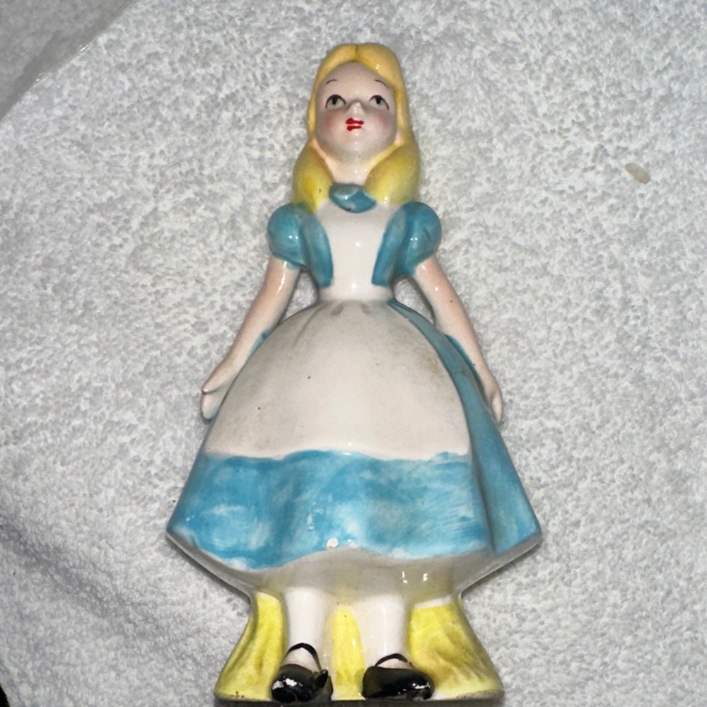Vintage Ceramic Alice in Wonderland Figurine with Blue Dress C-112